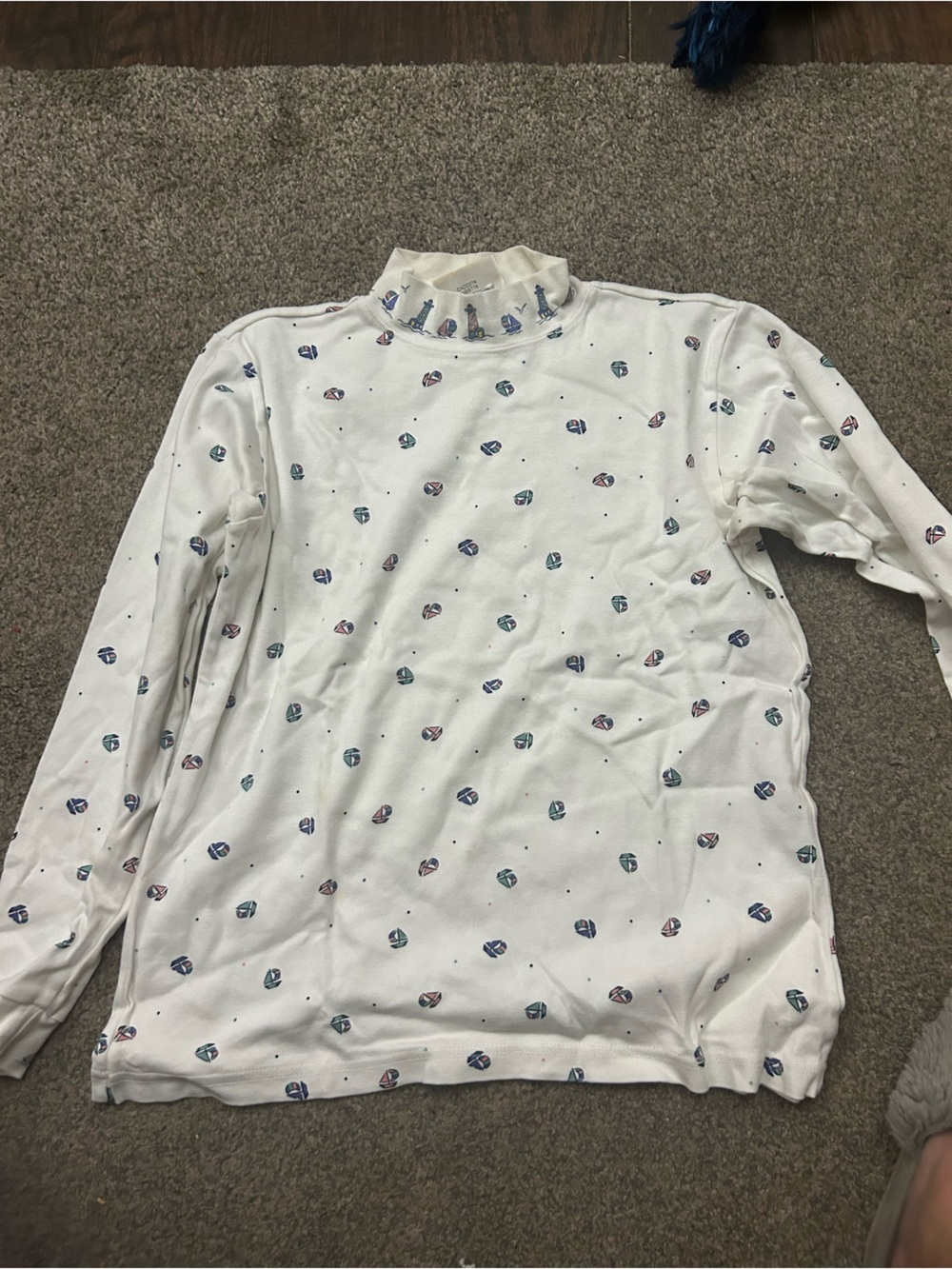 Northern Reflections Cream Cowlneck Sweater with Multicolor Micro Prints